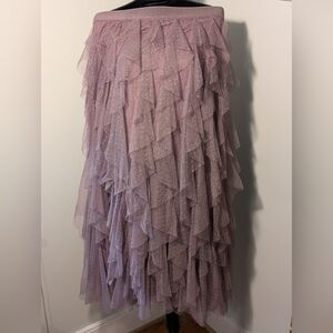 Anthropologie Dusty Lilac Tiered Ruffle Maxi Skirt